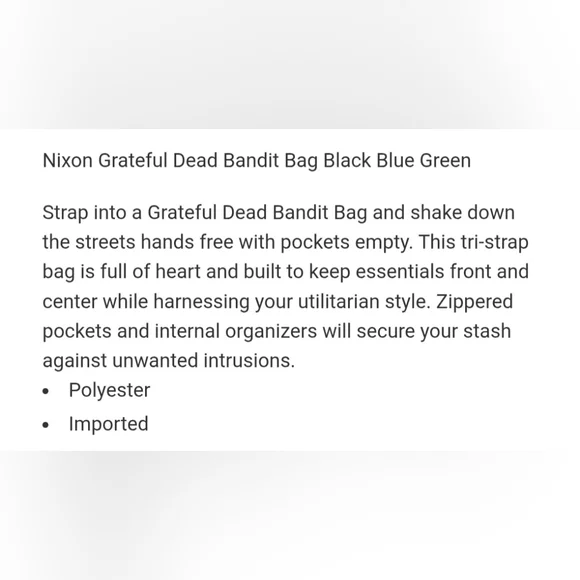 Nixon X The Grateful Dead Bandit Bag *NWT*